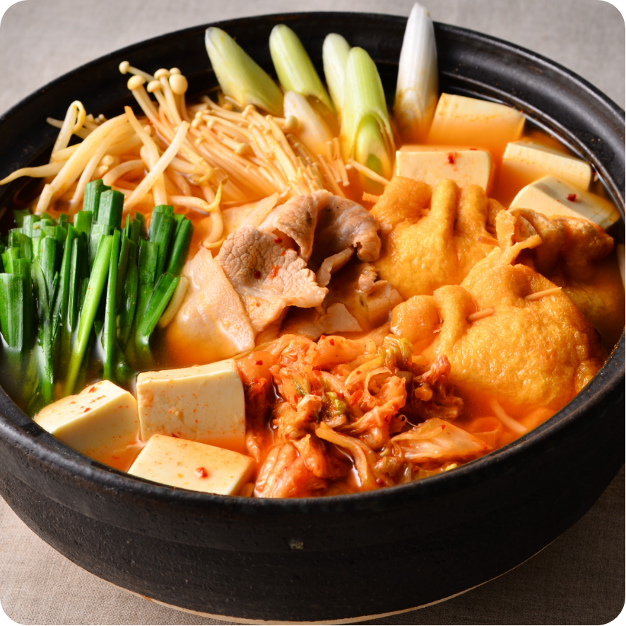 豆腐ともち巾着のキムチ鍋